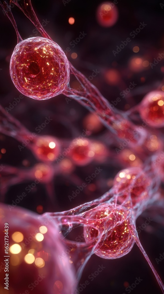 Aufkleber 3d visualization showing sickled erythrocytes blocking blood flow in capillary networks.