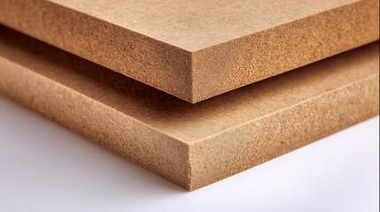Two Medium Density Fiberboard Panels Stacked Showing The CrossSection Detail and Texture