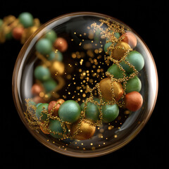 Abstract representation of DNA strands, featuring colorful spheres and intricate patterns, showcasing a blend of science and art in a 3D visual.