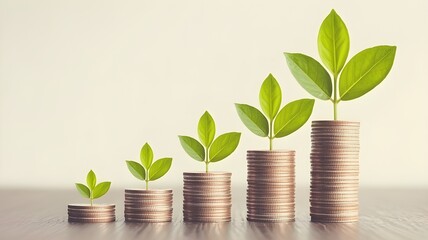 rows of coins for finance and banking concept
