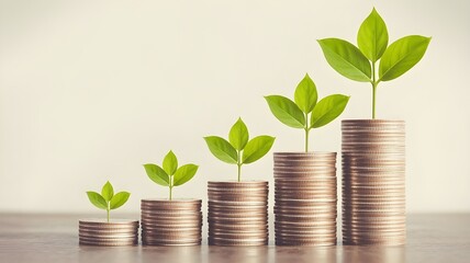 rows of coins for finance and banking concept