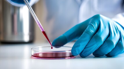 Scientists are dripping liquid into the test tube.Research in lab Concepts