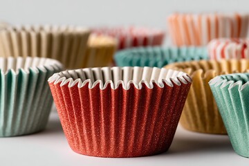 Vibrant Colorful Paper Muffin Liners, Assorted Colors with White Edges, Studio Shot