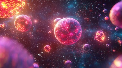 Fototapeta premium Colorful abstract planets space