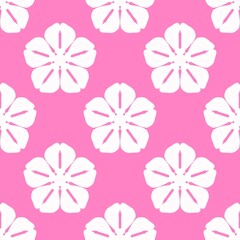 Fototapeta premium Seamless white floral pattern on pink background, ideal for textile, decor, or digital design projects.