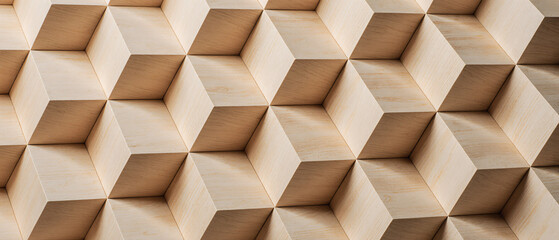 Beige Wooden Cubes Abstract Textured Background