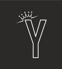 Letter Y with Crown Outline on Dark Background