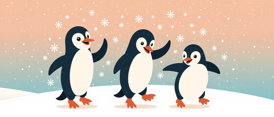 Fototapeta premium penguins on the snow