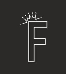Letter F with Crown Outline on Dark Background