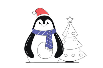 pinguin at christmas white background vector (1).eps