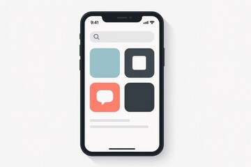 Minimalist smartphone vector illustration with clean flat design aesthetics and contemporary mobile interface elements