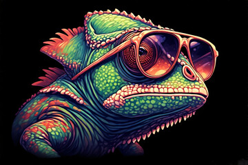 Chameleon wearing sunglasses