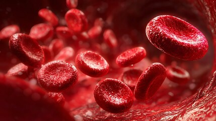 Fototapeta premium Red Blood Cells Flowing Through Blood Vessel Illustration
