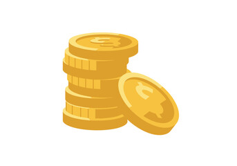 Stack of Golden Coins with Euro Symbol, Financial Wealth Illustration