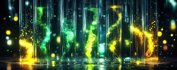 Obraz premium Abstract Science Experiment with Swirling Liquids