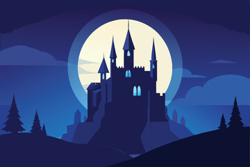 Naklejka premium castle in the moonlight