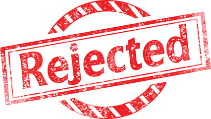 Illustration of a red rejected stamp with a grunge texture and circular border design element