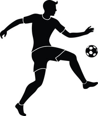 player kicking a ball vector art illustration