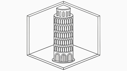Low Poly Vector Leaning Tower of Pisa Isometric View