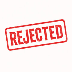 A red rectangular stamp with the word rejected in bold letters against a plain white background image