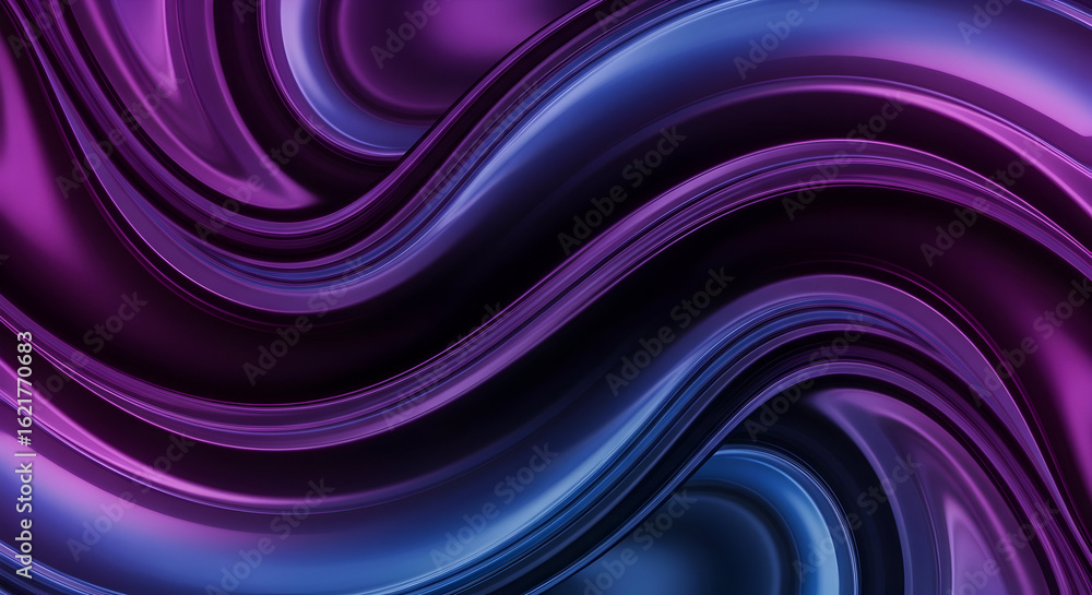 Poster purple blue abstract waves flowing fluid gradient background futuristic elegant backdrop design temp
