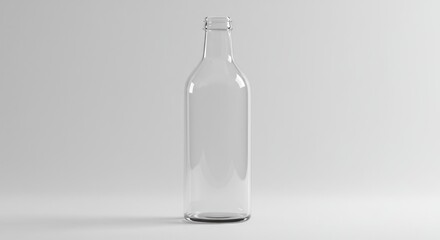 Clear glass bottle on a plain white background
