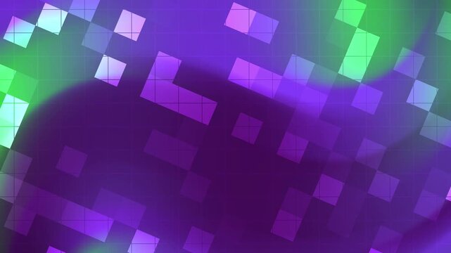 Abstracts Blink Square Dynamic purple and green grid animation with glowing squares creating a vibrant, modern tech background