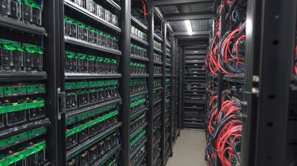 Battery testing rack filled with next-generation lithium modules undergoing efficiency tests