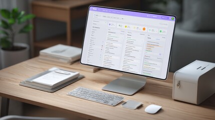 Obraz premium Cloud storage system dashboard open on screen with folder syncing and file encryption