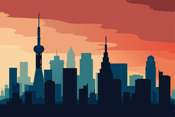 Obraz premium chicago skyline at sunset