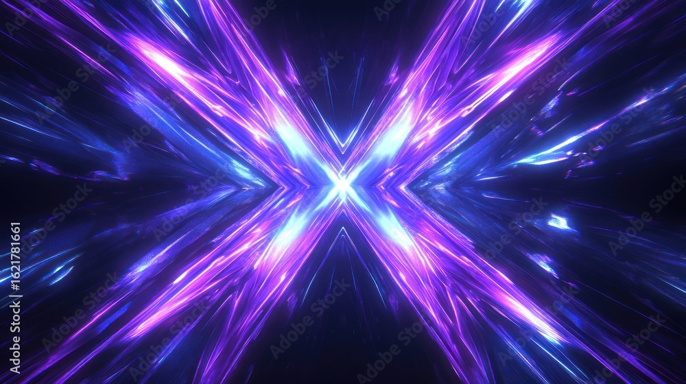 Aufkleber abstract artwork of intersecting light rays forming an x-shape against a dark space