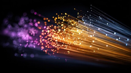 Obraz premium Fiber optic cables glowing in darkness, representing fast data transfer in IT networks