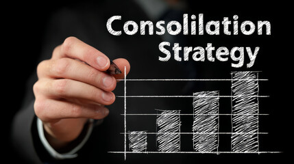 Consolidation strategy overview business meeting presentation visual professional environment close-up view data insights