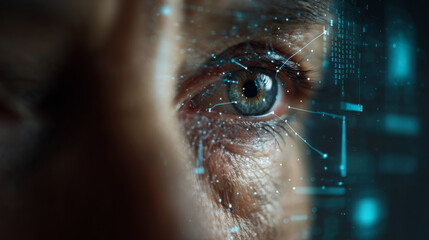 Exploring digital vision eye technology innovations futuristic lab visual content high-tech environment close-up view ai integration