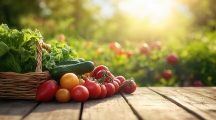 Fresh farm-to-table organic food arrangement, on blurred background 