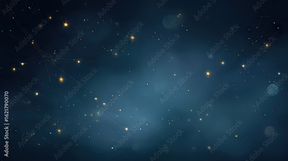 Aufkleber deep space network. golden lines connect glowing points against a dark nebula backdrop