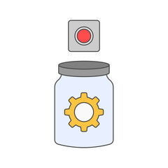 Automatic Jar Opener icon with gear and push button—perfect for adaptive kitchen tools, elder-friendly gadgets, and accessible home appliances.