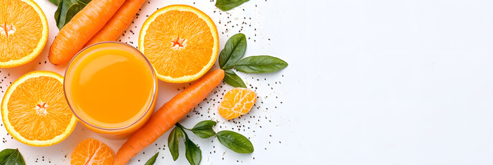 fresh orange juice with leaves