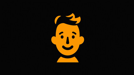 Fototapeta premium Minimalist Orange Human Face Icon, Vibrant Design for Branding & Identity