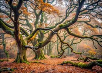 Winter Woodland Landscape with Twisted Branches