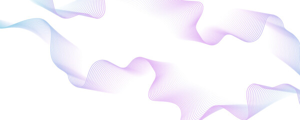 Abstract blue purple gradient flowing wave lines on white background. Modern colorful wavy lines pattern design element. Suit for poster, website, banner, presentation, cover, brochure, flyer, header