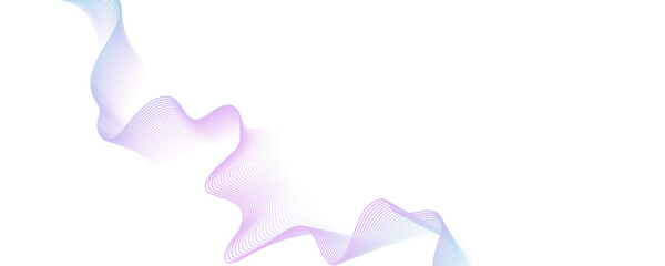 Abstract blue purple gradient flowing wave lines on white background. Modern colorful wavy lines pattern design element. Suit for poster, website, banner, presentation, cover, brochure, flyer, header