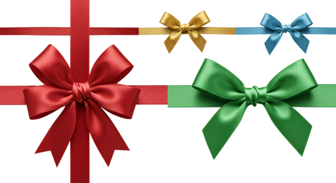 Colorful Silk Ribbon Bows with Various Colors for Gift Wrapping and Decoration.