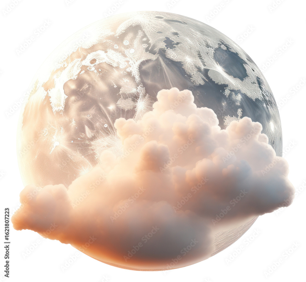 Canvas Prints surreal moon with fluffy clouds