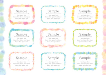 Set of 9 cute fluffy watercolor rectangular frames