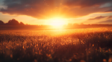 Sunset over a field of tall grass