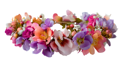 Mixed floral crown in boho style on white background