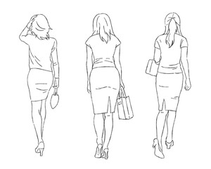 後ろ姿の女性３人