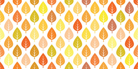 Vector background of stylized leaves, autumn leaves, geometric ordered structure, seamless pattern