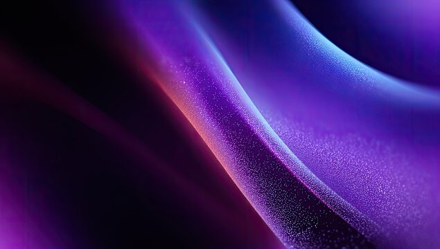 Abstract swirling shapes in vibrant purple and blue hues, with dark background